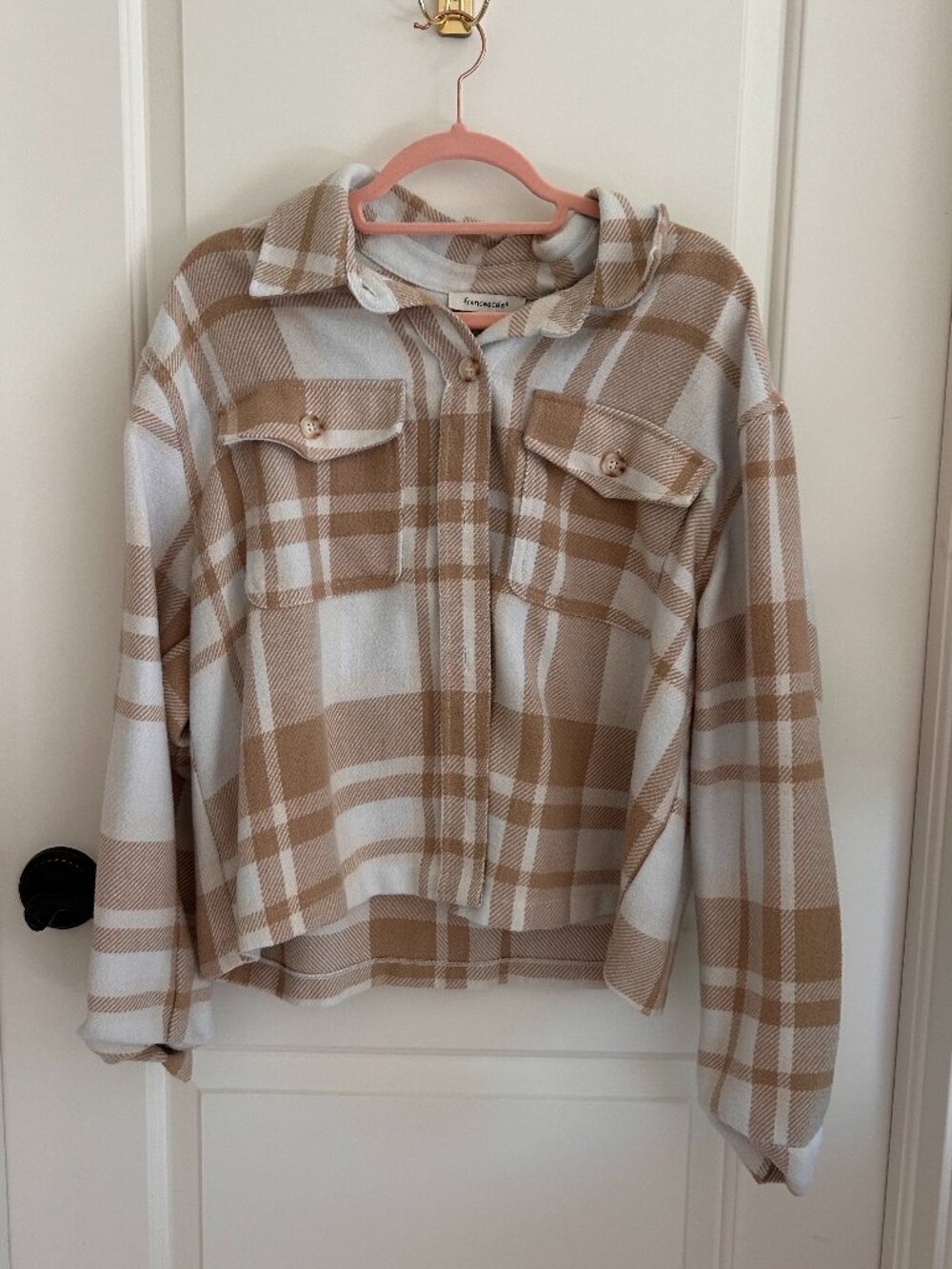 Francesca's Flannel Cropped Button Down - Picture 1 of 2